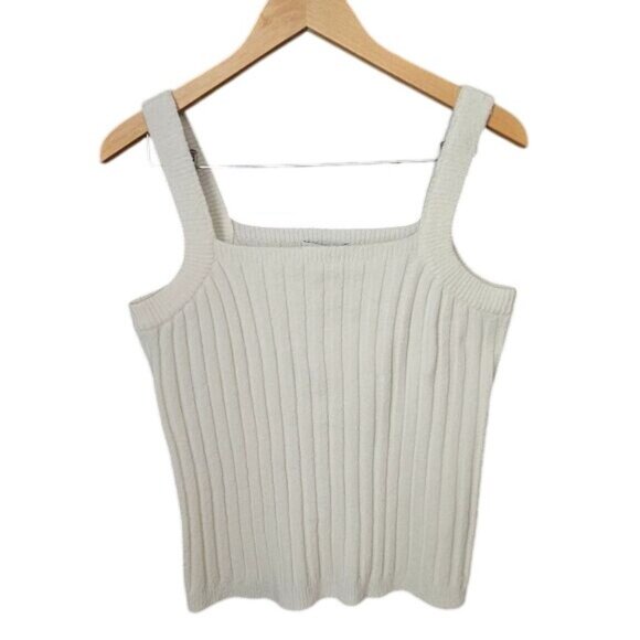 Lauren Lane X Sonoma Womens Ribbed Tank Top L White - Picture 1 of 4